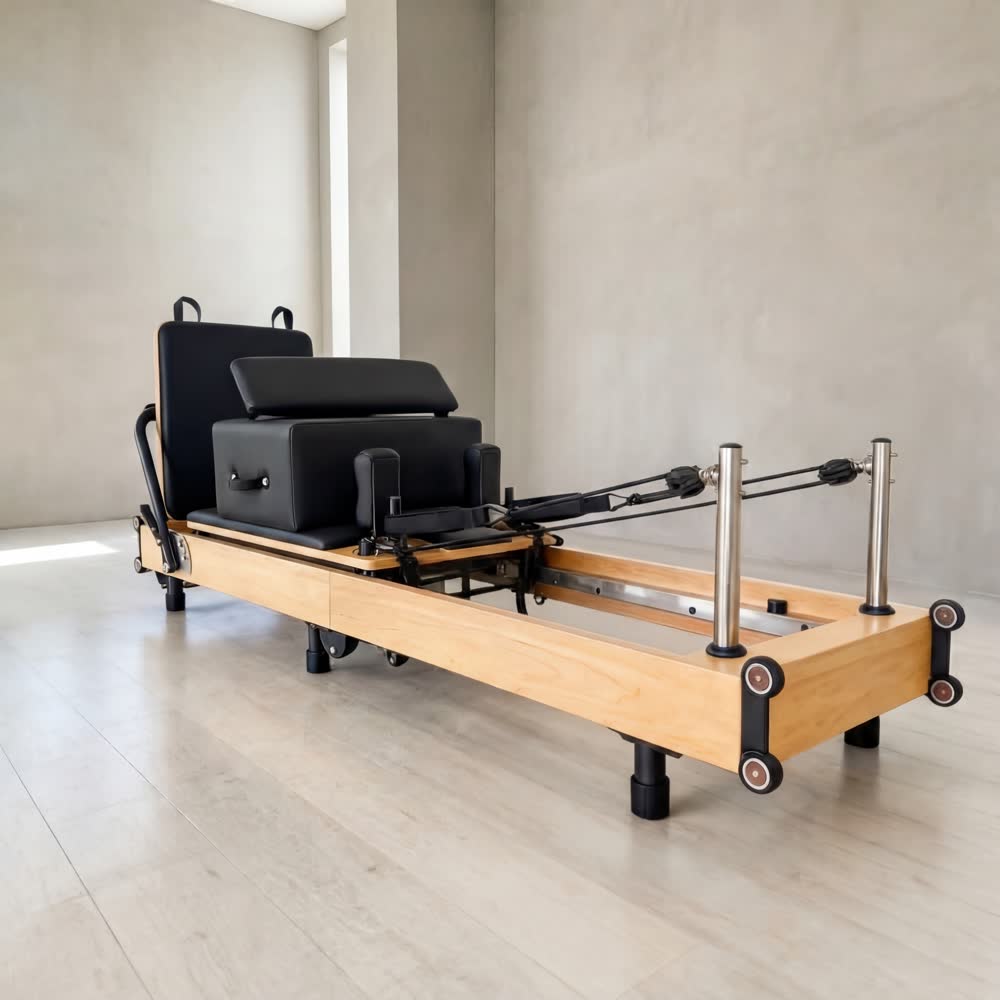 Foldable Pilates Reformer in Solid Oak Wood