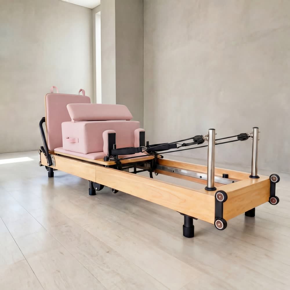 Foldable Pilates Reformer in Solid Oak Wood