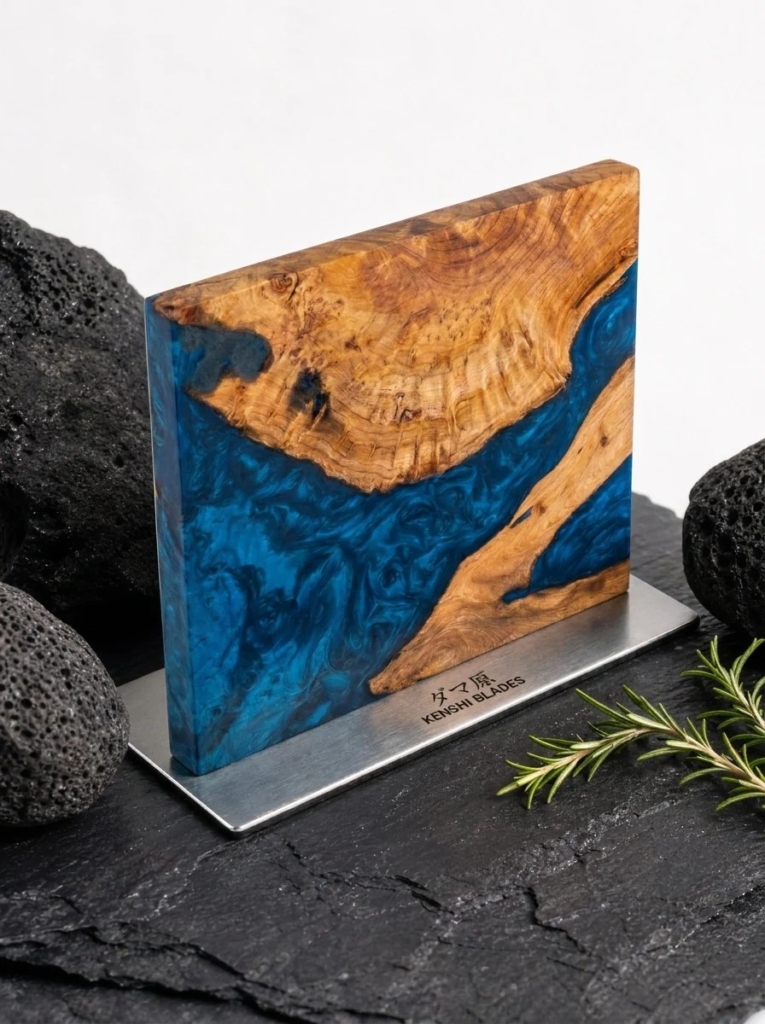 Magnetic Knife Stand in Stabilized Wood and Resin