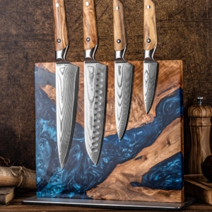 Magnetic Knife Stand in Stabilized Wood and Resin