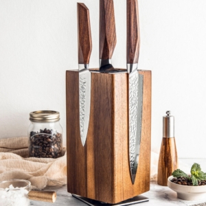 Rotating Magnetic Knife Block - Acacia Wood